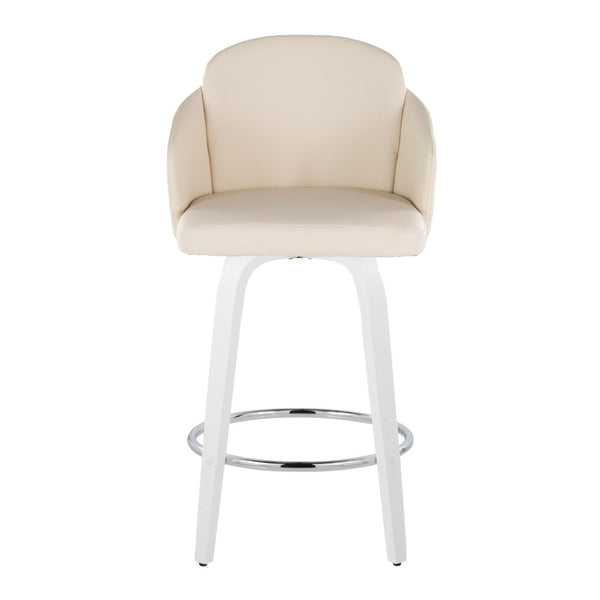English Elm Fixed-height Swivel Counter Stools with Faux Leather Seats and Chrome Footrest Set of 2 B202S01812