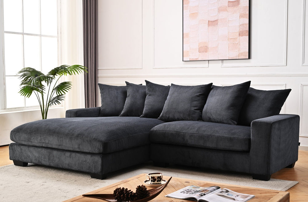English Elm Luxe Corduroy L-shaped Sectional Sofa with Chaise for Modern Living Rooms B2735S00007