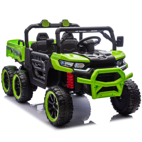 English Elm 24v Two Seat Kids Electric Dump Truck Six Wheel 4wd Utv with Parental Remote Green W1578P268992