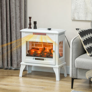 English Elm Homcom 24" Electric Fireplace Stove With Remote, 3D Flame, Adjustable Heat & Safety Features, White W2225P249850