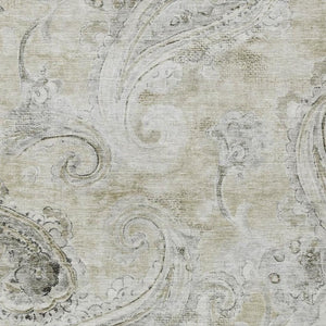 8 X 10 Paisley Polyester Area Rug Stain Resistant Indoor Outdoor Khaki Brown