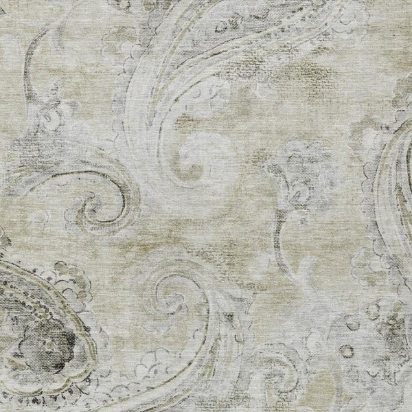 8 X 10 Paisley Polyester Area Rug Stain Resistant Indoor Outdoor Khaki Brown