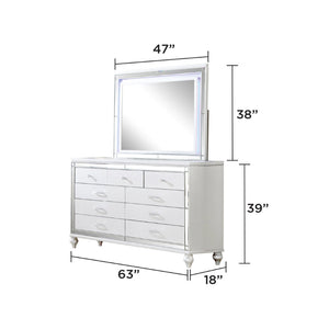 English Elm Sterling 5-Piece Queen Bedroom Set With Led Headboard & Glam Gold Accents For Modern Elegance B009S02003-GIGA