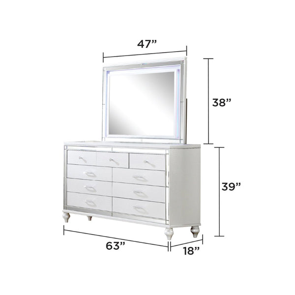 English Elm Sterling 5-Piece Queen Bedroom Set With Led Headboard & Glam Gold Accents For Modern Elegance B009S02003-GIGA