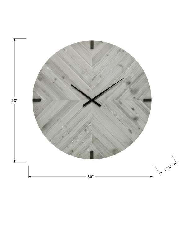 English Elm Clocks, 30 Inch Round Led Backlit Wall Timepiece with Remote Wood Finish Modern Decor Grey B2710P461744