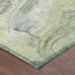 8 Foot Round Paisley Polyester Area Rug Washable Stain Resistant Indoor Outdoor