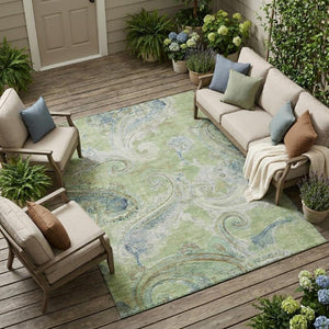 8 Ft X 10 Ft Paisley Polyester Area Rug Stain Resistant for Patio or Living Room