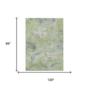 8 Ft X 10 Ft Paisley Polyester Area Rug Stain Resistant for Patio or Living Room