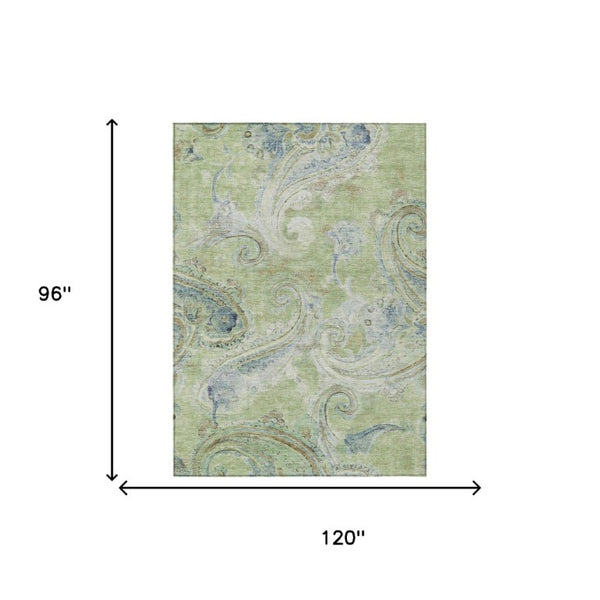 8 Ft X 10 Ft Paisley Polyester Area Rug Stain Resistant for Patio or Living Room