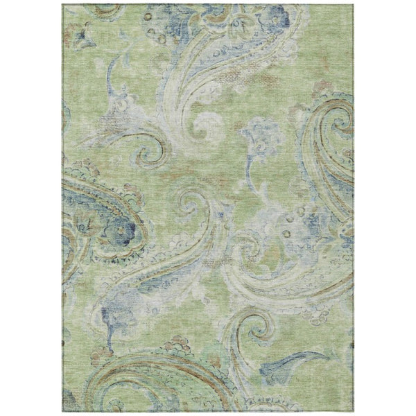 HomeRoots 10 Ft X 14 Ft Paisley Polyester Area Rug Washable Stain Resistant Indoor Outdoor 740027