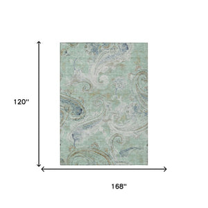 10 X 14 Paisley Polyester Area Rug Washable Stain Resistant Indoor Outdoor Use