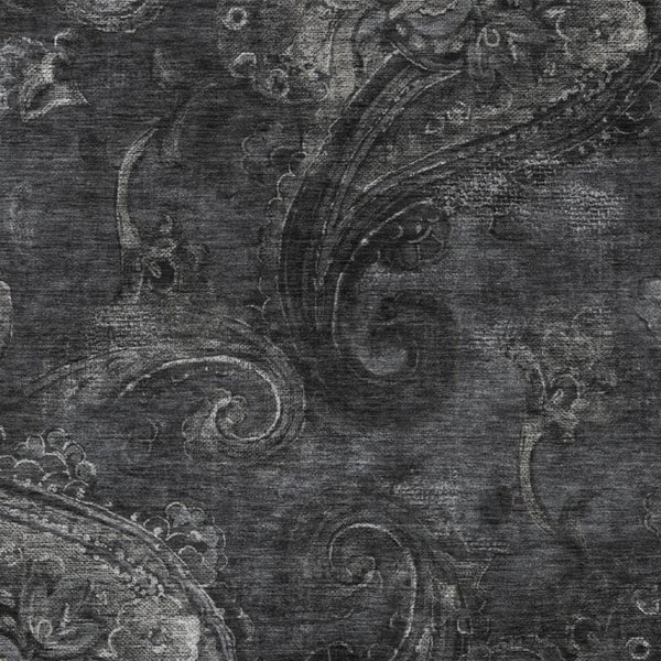 5x8 Charcoal Gray Paisley Polyester Area Rug Washable Stain Resistant Patio