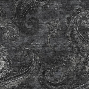 9 X 12 Charcoal Gray Paisley Polyester Area Rug Stain Resistant Indoor Outdoor