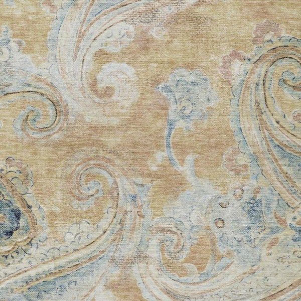 8 X 10 Paisley Coral Polyester Area Rug Washable Stain Resistant Indoor Outdoor