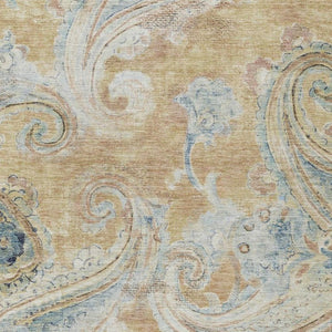 9x12 Coral Orange Paisley Polyester Area Rug Stain Resistant for Patio or Living Room