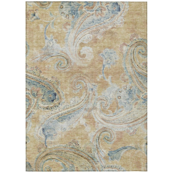 HomeRoots 10 X 14 Paisley Polyester Area Rug Washable Stain Resistant Patio Porch Poolside 740045