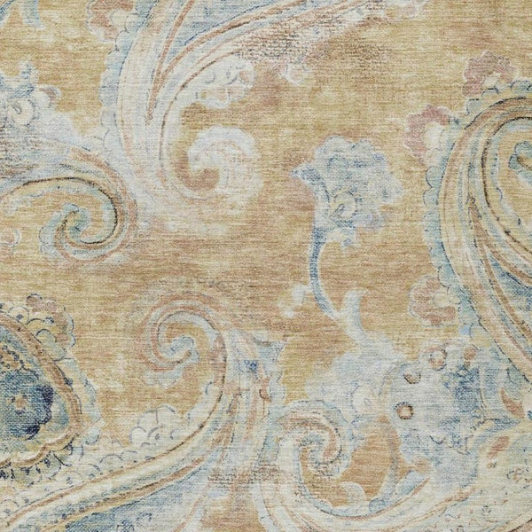 10 X 14 Paisley Polyester Area Rug Washable Stain Resistant Patio Porch Poolside