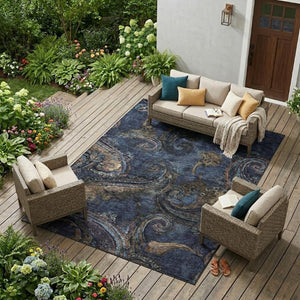 8x10 Paisley Polyester Area Rug Washable Stain Resistant for Patio or Living Room