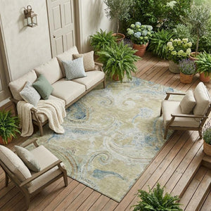 10 X 14 Paisley Polyester Area Rug Stain Resistant for Indoor Outdoor Living