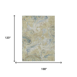 10 X 14 Paisley Polyester Area Rug Stain Resistant for Indoor Outdoor Living