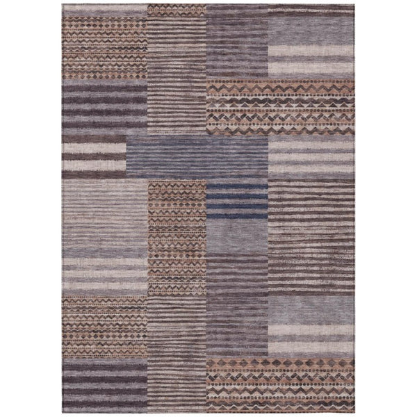 HomeRoots 5 X 8 Striped Polyester Indoor Outdoor Rug Washable Stain Resistant Patio Accent 740060