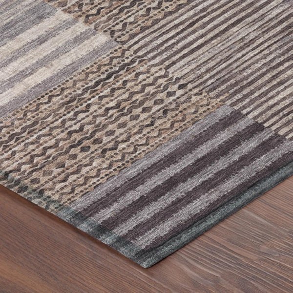 5 X 8 Striped Polyester Indoor Outdoor Rug Washable Stain Resistant Patio Accent