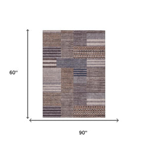 5 X 8 Striped Polyester Indoor Outdoor Rug Washable Stain Resistant Patio Accent