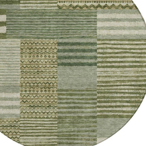 8 Ft Round Striped Polyester Area Rug Washable for Patio Porch and Family Room