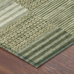 8 Ft Round Striped Polyester Area Rug Washable for Patio Porch and Family Room