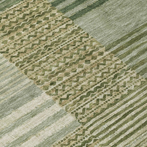 8 Ft Round Striped Polyester Area Rug Washable for Patio Porch and Family Room