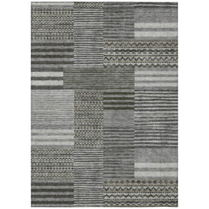 HomeRoots 9 X 12 Pewter Gray Stripe Polyester Area Rug Washable Stain Resistant Indoor Outdoor 740087