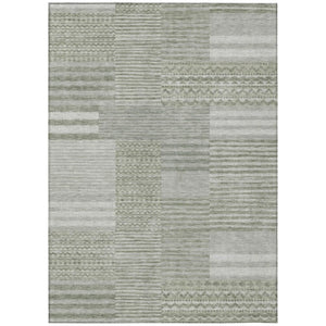 HomeRoots 8 X 10 Sage Striped Washable Polyester Area Rug for Patio Porch or Living Room 740092