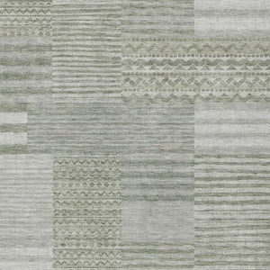 8 X 10 Sage Striped Washable Polyester Area Rug for Patio Porch or Living Room