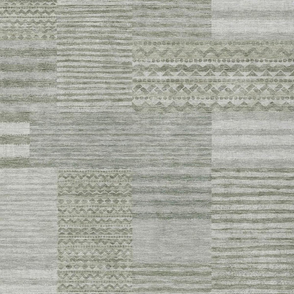 8 X 10 Sage Striped Washable Polyester Area Rug for Patio Porch or Living Room