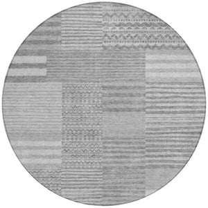 8 Ft Round Striped Polyester Area Rug Washable Stain Resistant Indoor Outdoor Patio