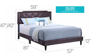 English Elm Inviting Cappuccino Full Bed with Tufted Adjustable Headboard, Durable Finish, Easy One-Box Setup B078112120