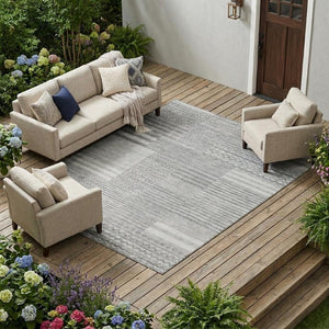 9 X 12 Striped Polyester Indoor Outdoor Rug Stain Resistant Easy Care Patio