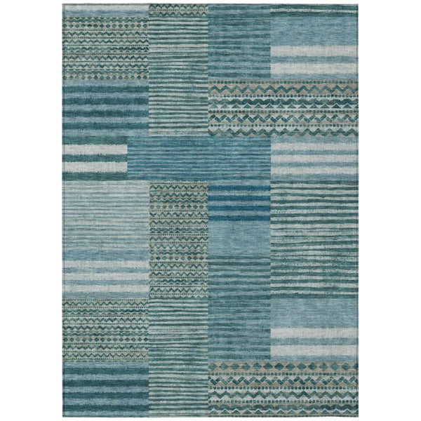 HomeRoots 8 X 10 Striped Polyester Area Rug Stain Resistant Washable for Patio or Living Room 740104