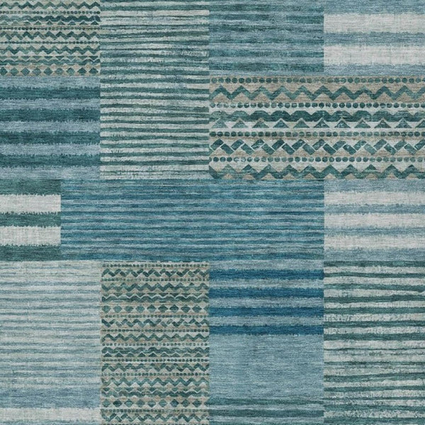 8 X 10 Striped Polyester Area Rug Stain Resistant Washable for Patio or Living Room