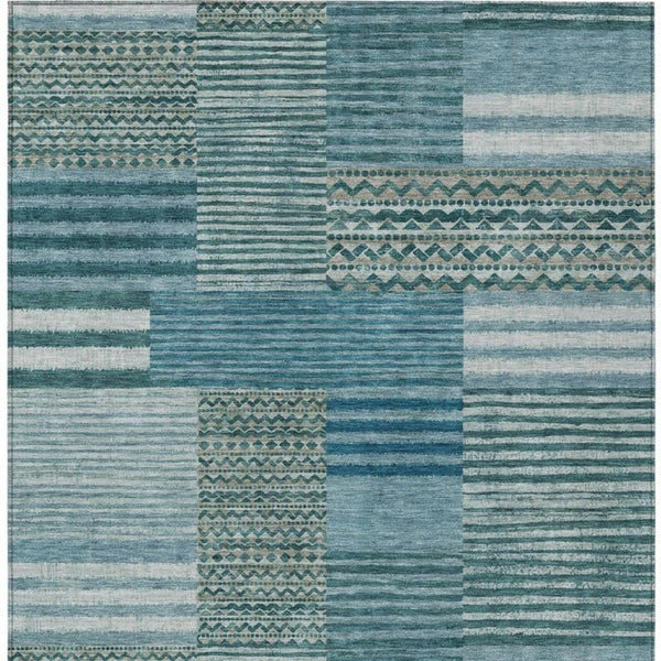 8 X 10 Striped Polyester Area Rug Stain Resistant Washable for Patio or Living Room