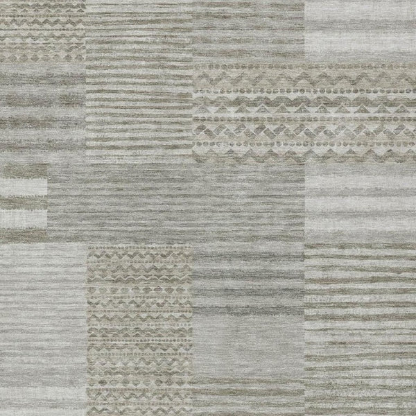 5 X 8 Taupe Brown Stripe Polyester Washable Rug for Patio Porch and Living Room