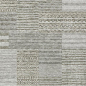 10 X 14 Taupe Brown Stripe Polyester Area Rug Washable for Patio Porch and Living Room