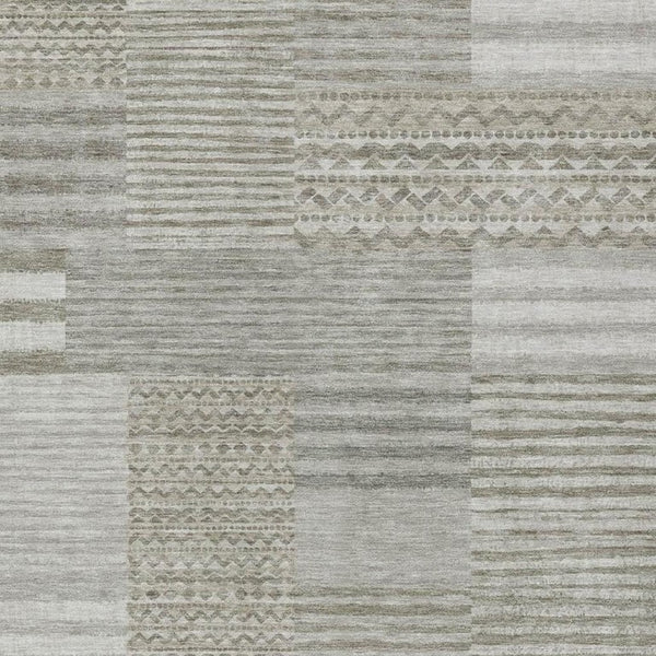 10 X 14 Taupe Brown Stripe Polyester Area Rug Washable for Patio Porch and Living Room