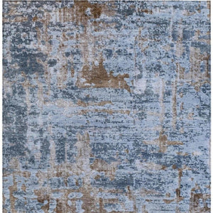 9 X 12 Abstract Blue Gray Polyester Area Rug Washable for Indoor Outdoor Use