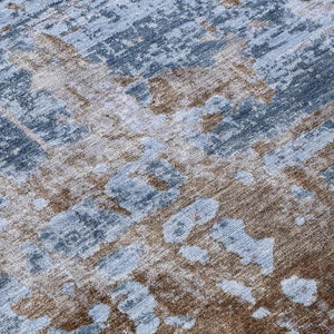 9 X 12 Abstract Blue Gray Polyester Area Rug Washable for Indoor Outdoor Use