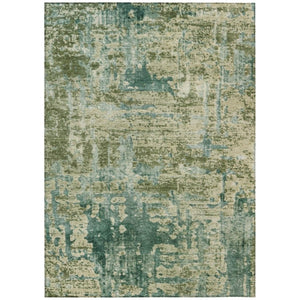 HomeRoots 5x8 Abstract Green Sage Polyester Area Rug Washable Stain Resistant Indoor Outdoor 740126