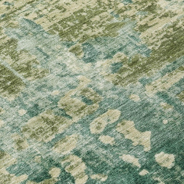 5x8 Abstract Green Sage Polyester Area Rug Washable Stain Resistant Indoor Outdoor