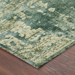 8 Ft Round Abstract Polyester Area Rug Stain Resistant Indoor Outdoor Green Sage