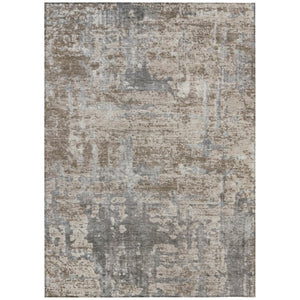 HomeRoots 9 X 12 Abstract Khaki Brown Polyester Area Rug Washable for Patio or Living Room 740135