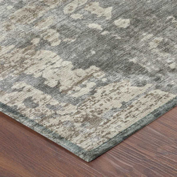 9 X 12 Abstract Khaki Brown Polyester Area Rug Washable for Patio or Living Room